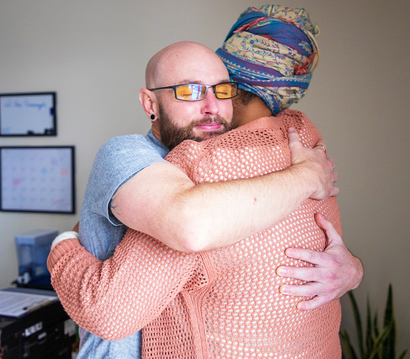 Dr. Anthony O'Brien with a patient